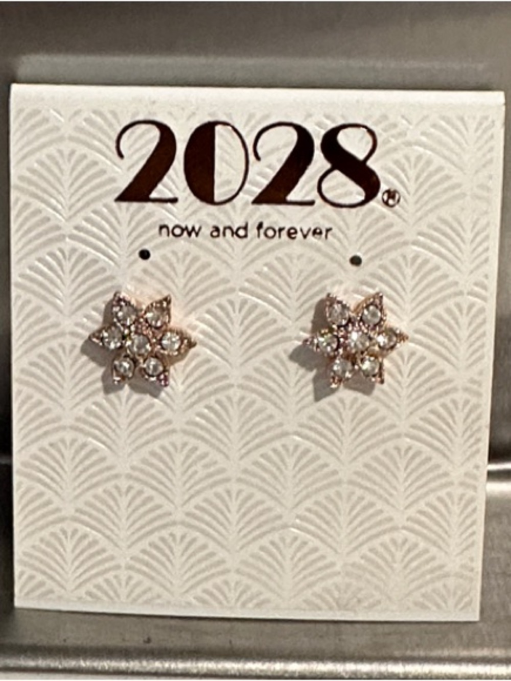 2028 Rose Gold Crystal Starburst Stud Earrings